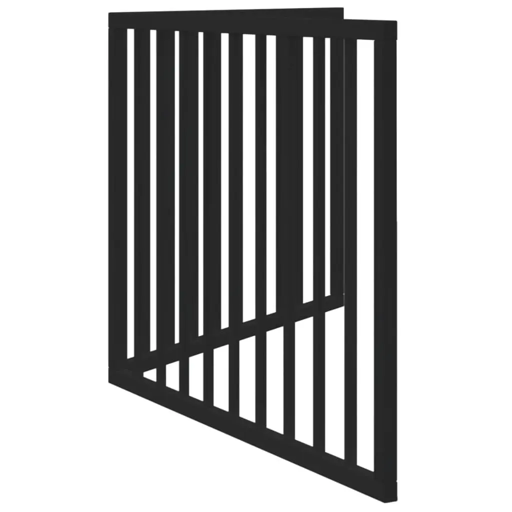 Dog Gate Black 160cm Foldable 2 Panels Poplar Wood Pet Safety Barrier