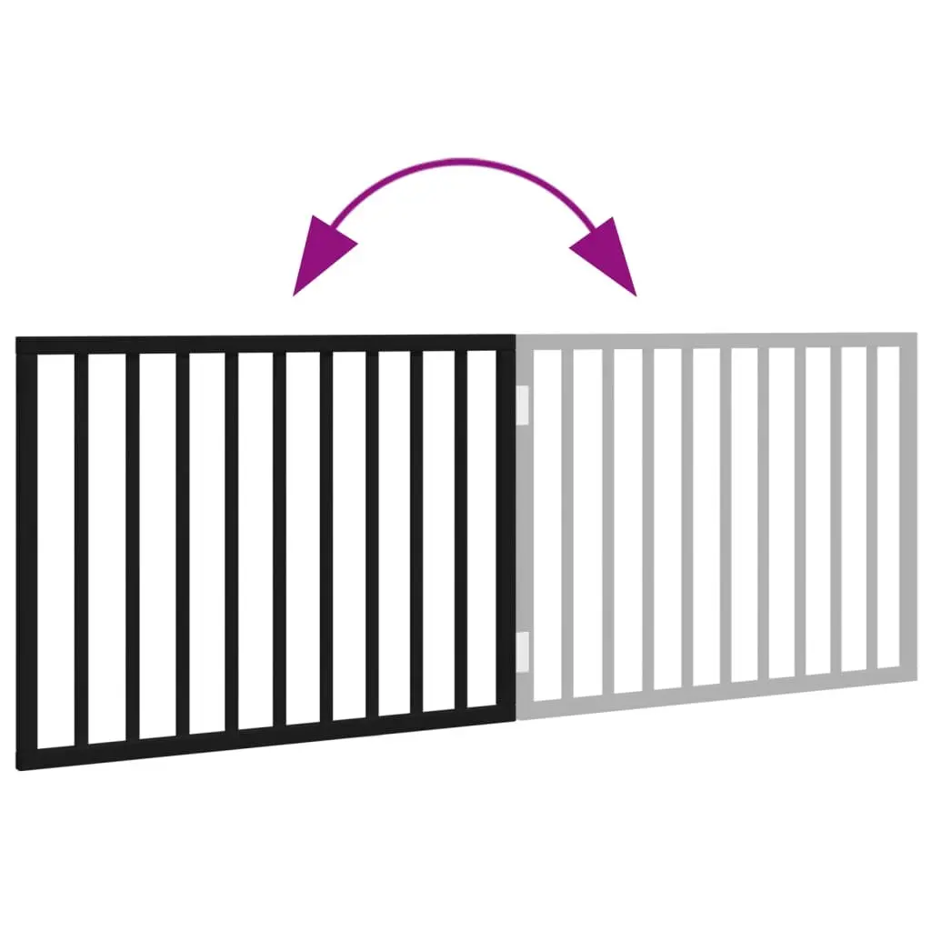 Dog Gate Black 160cm Foldable 2 Panels Poplar Wood Pet Safety Barrier