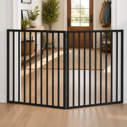 Foldable Pet Barrier Dog Gate 2 Panels Black 160cm