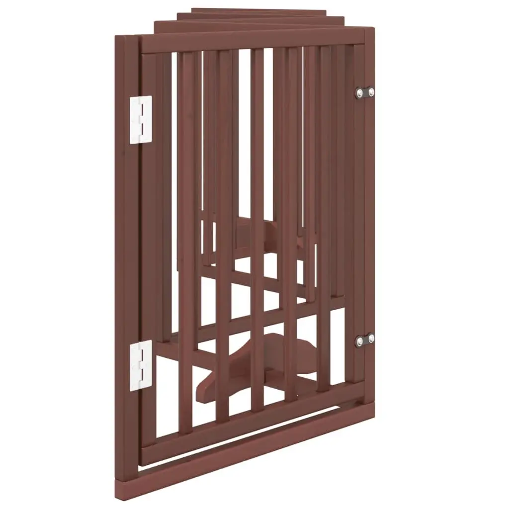 Dog Gate Foldable 6 Panels Brown 300cm Poplar Wood Pet Safety Barrier Door Lock