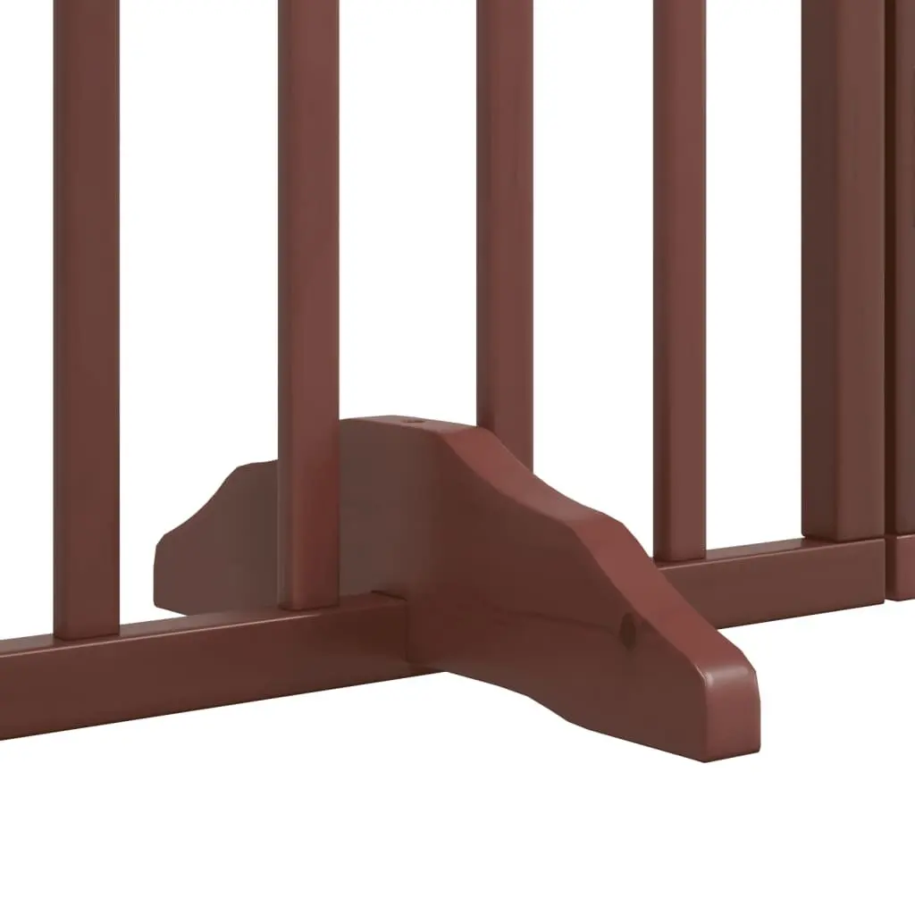 Dog Gate Foldable 6 Panels Brown 300cm Poplar Wood Pet Safety Barrier Door Lock