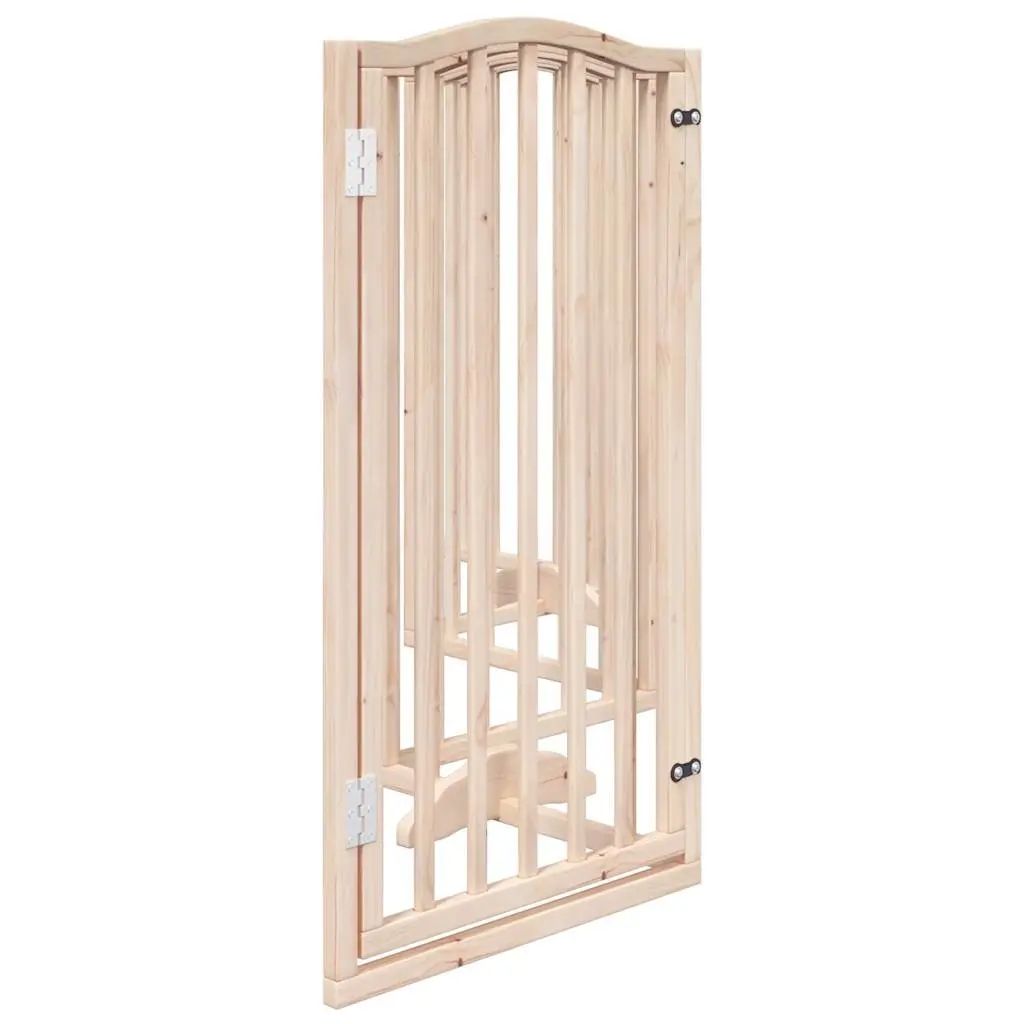 Dog Gate Brown 6 Panel Foldable Pet Safety Barrier with Door