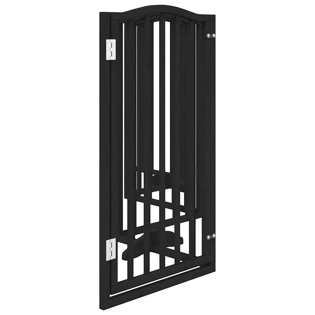 Dog Gate Foldable 6 Panels Black 300cm Pet Safety Barrier Poplar Wood Playpen
