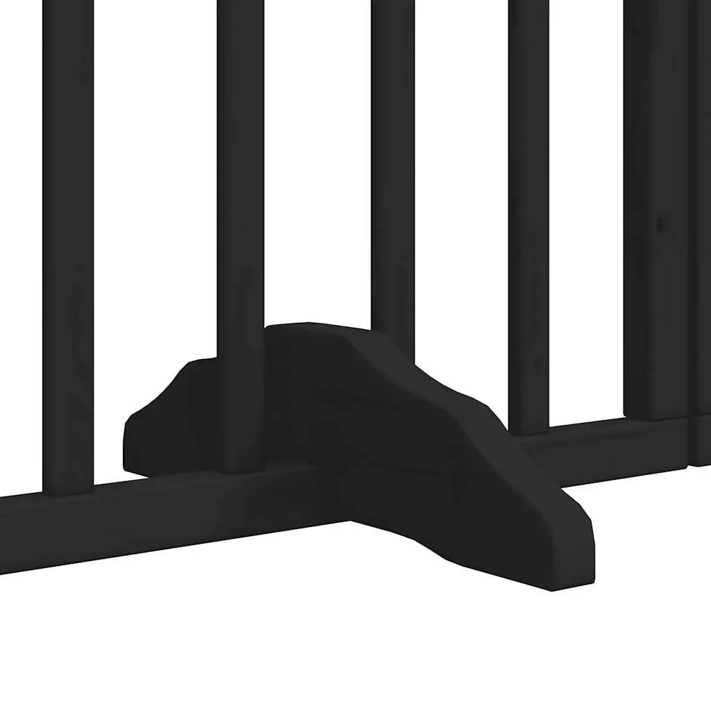 Dog Gate Foldable 6 Panels Black 300cm Pet Safety Barrier Poplar Wood Playpen