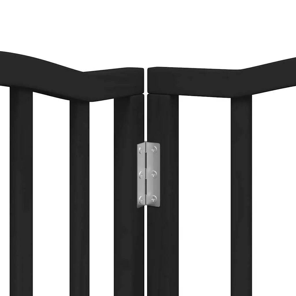 Dog Gate Foldable 6 Panels Black 300cm Pet Safety Barrier Poplar Wood Playpen