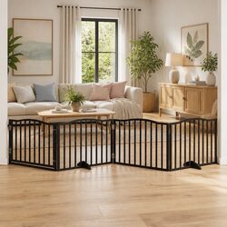 Concise and Confident 4 Panel Black Dog Gate