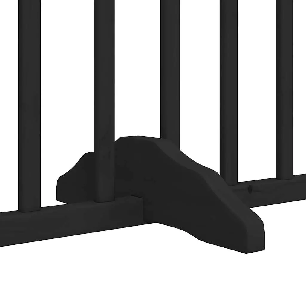 Dog Gate Black 4 Panels Foldable 320cm Poplar Wood Pet Safety Barrier