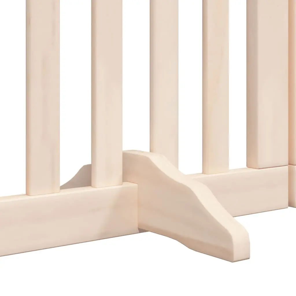 Dog Gate Brown 6 Panels Foldable Poplar Wood Pet Safety Barrier with Door Lock