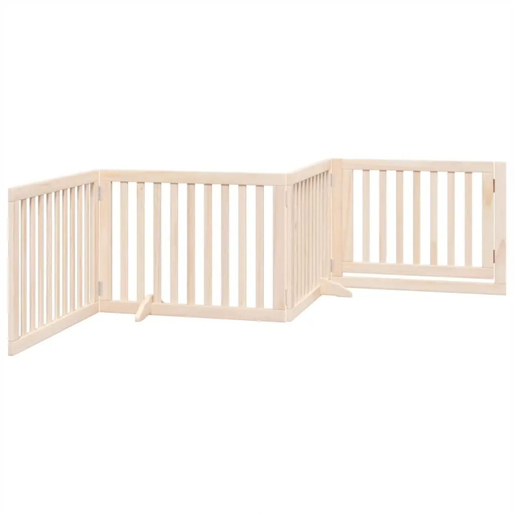 Dog Gate Foldable 4 Panels 320cm Poplar Wood Pet Safety Barrier Door Lock