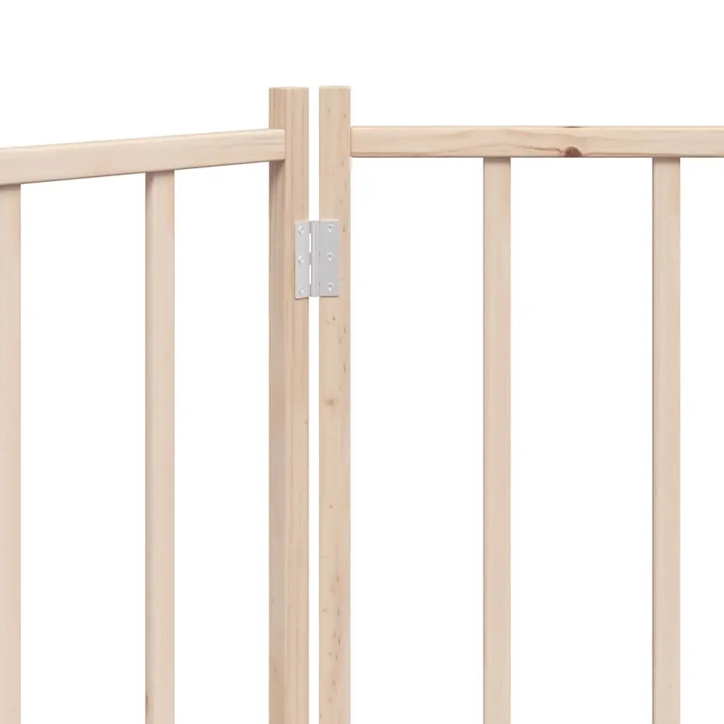 Dog Gate Brown 150 cm Foldable 3 Panels Solid Wood Pet Safety Barrier