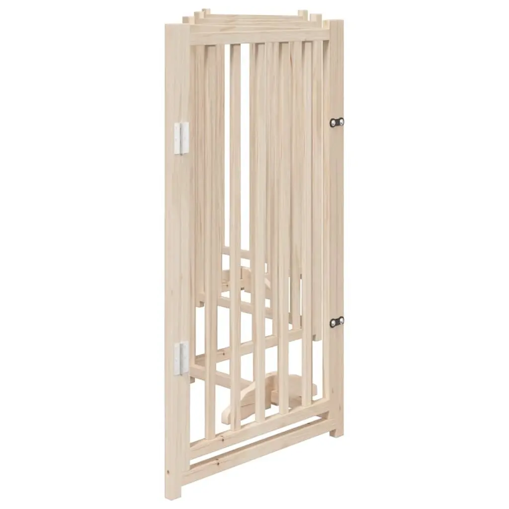 Dog Gate Brown 6 Panels Foldable Solid Wood Pet Safety Barrier with Door Locks