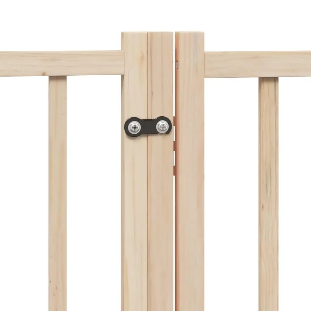Dog Gate Brown 6 Panels Foldable Solid Wood Pet Safety Barrier with Door Locks