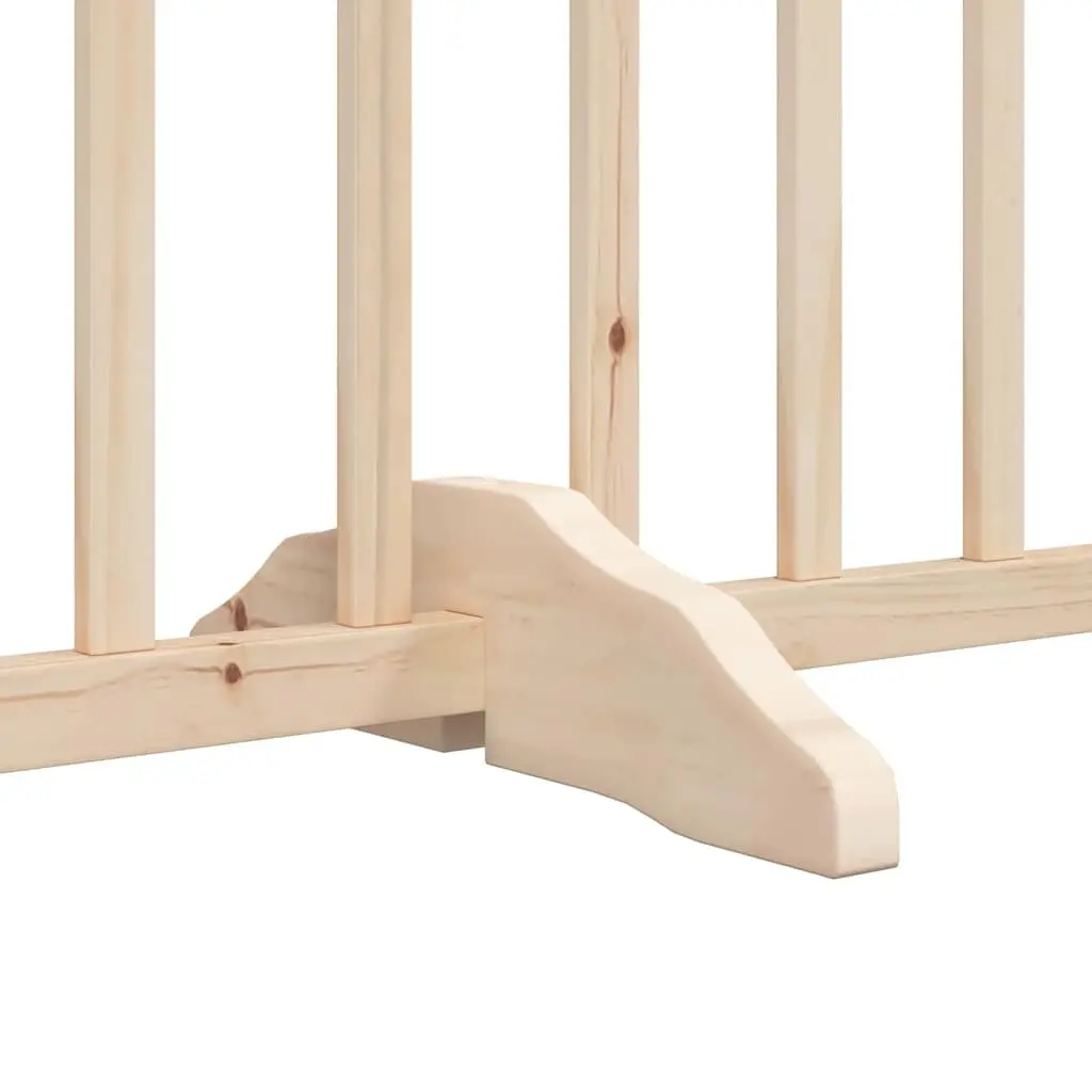 Dog Gate Foldable 4 Panels with Door Solid Wood Pet Safety Barrier Playpen