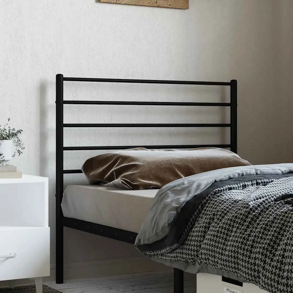 Metal Headboard Black 90cm Steel Frame Provides Back Support for Bedroom Furniture