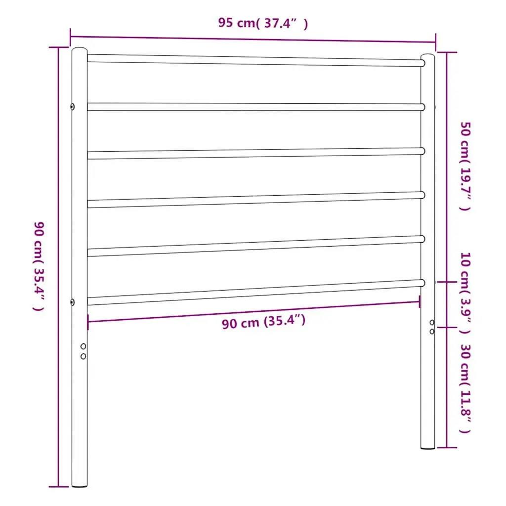Metal Headboard Black 90cm Steel Frame Provides Back Support for Bedroom Furniture