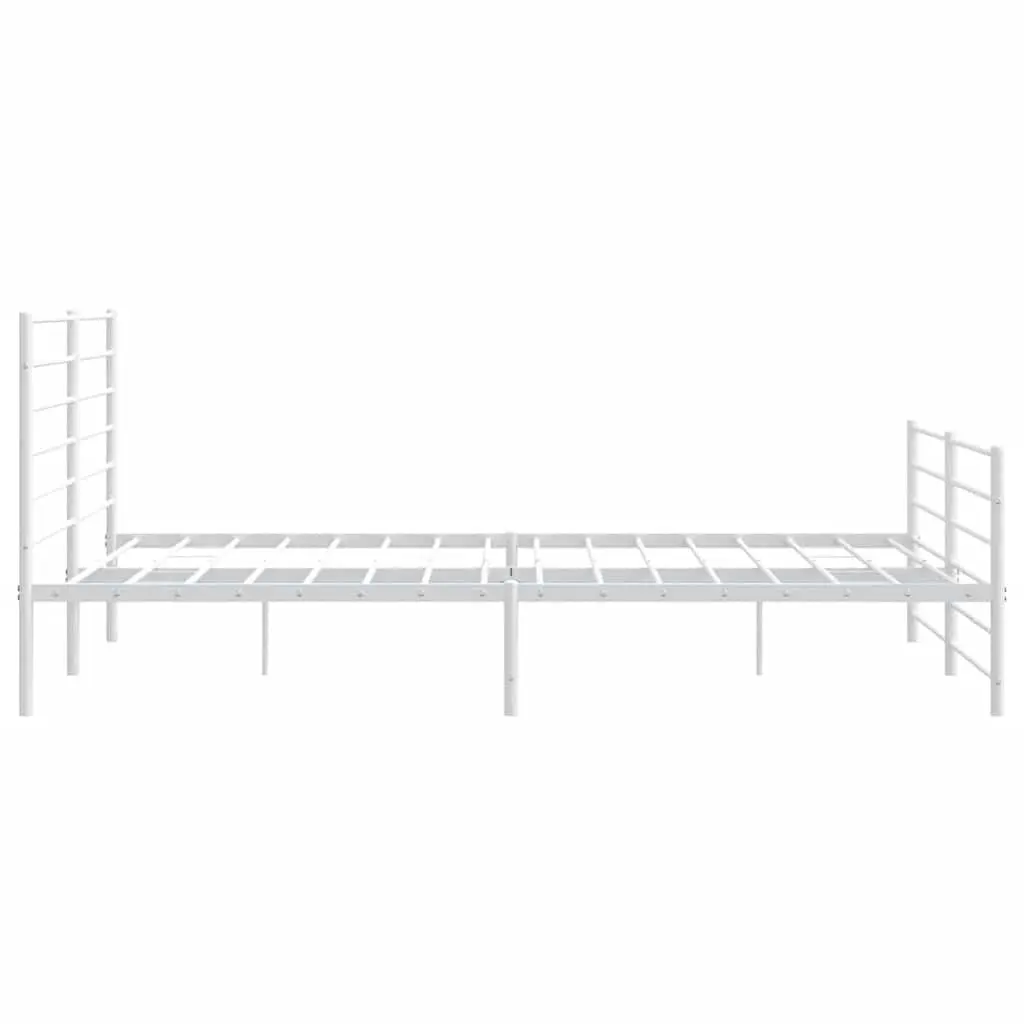 Metal Bed Frame White King Size with Headboard and Footboard