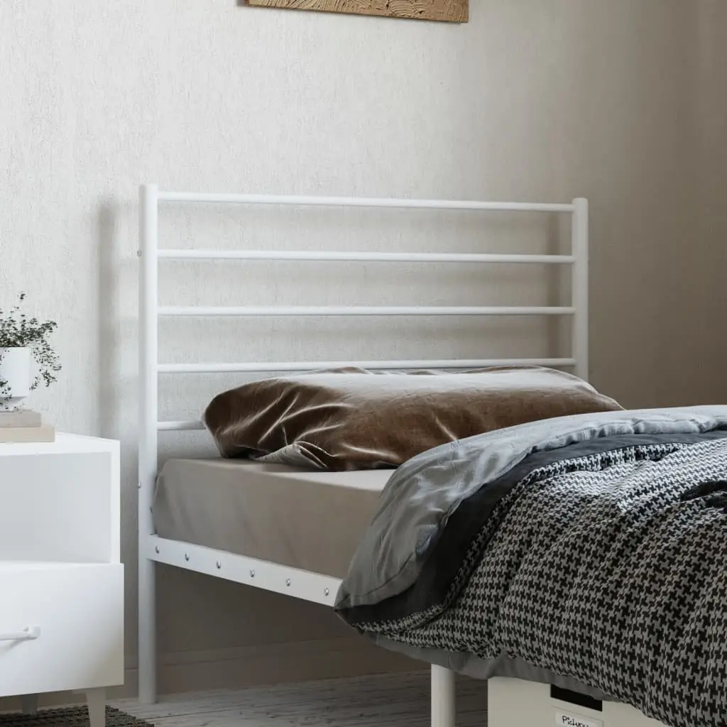 Metal Headboard White 90cm Powder-coated Steel Construction Sturdy Legs