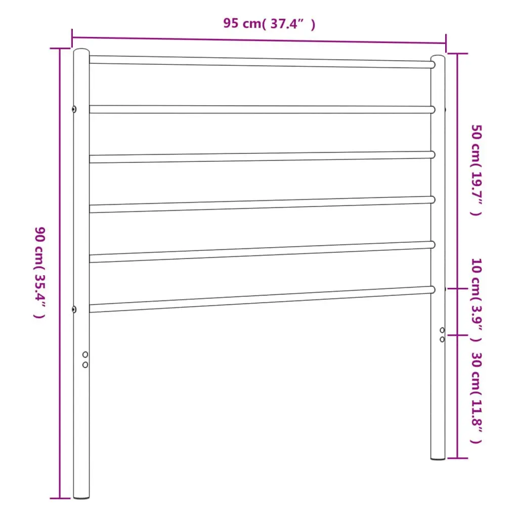Metal Headboard White 90cm Powder-coated Steel Construction Sturdy Legs