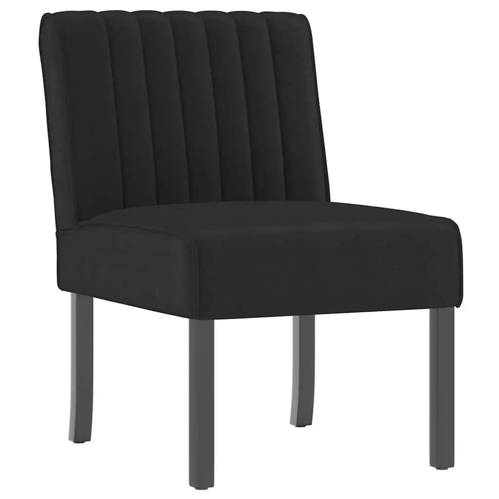 Slipper Chair Black Velvet Upholstered Accent Lounge Seat with Backrest and Wooden Legs