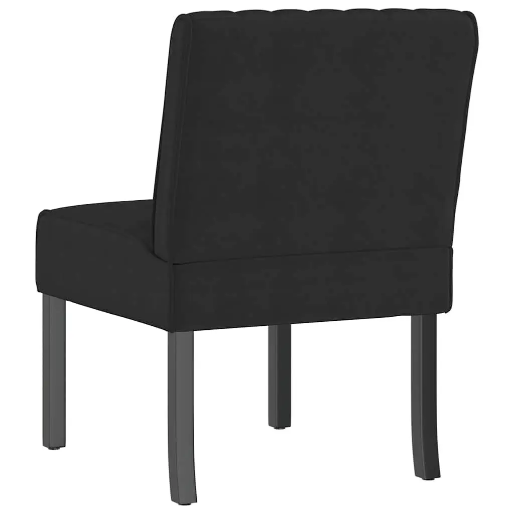 Slipper Chair Black Velvet Upholstered Accent Lounge Seat with Backrest and Wooden Legs
