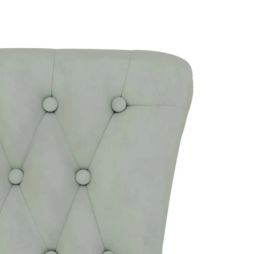 High Back Armchair Light Grey Velvet Button Tufted Supportive High Backrest