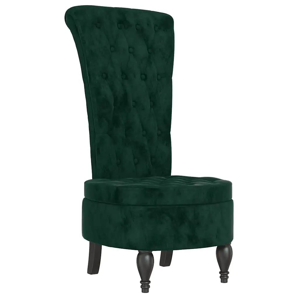 High Back Accent Chair Dark Green Velvet Button Tufted Design Living Room