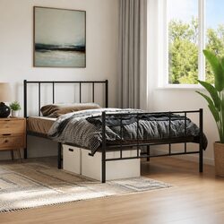 Metal Bed Frame King Single 107x203cm Black Steel Bedroom Furniture Footboard