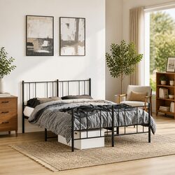 Metal Bed Frame 135x190 cm in Black