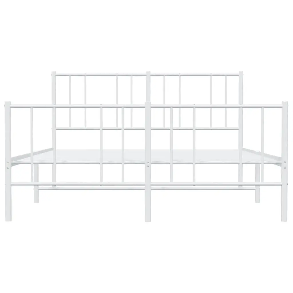 Metal Bed Frame White 135x190cm Slatted Base Support