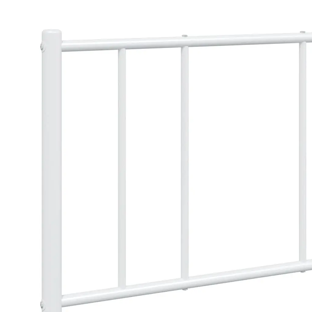 Metal Bed Frame White 135x190cm Slatted Base Support