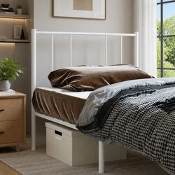 Metal Headboard White 107cm Bed Header Powder Coated Steel Frame Support