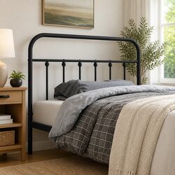 Metal Headboard Black 107cm Bed Frame Head Board Support Bedroom Furniture