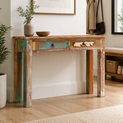Compact Console Table with Unique Wood Design