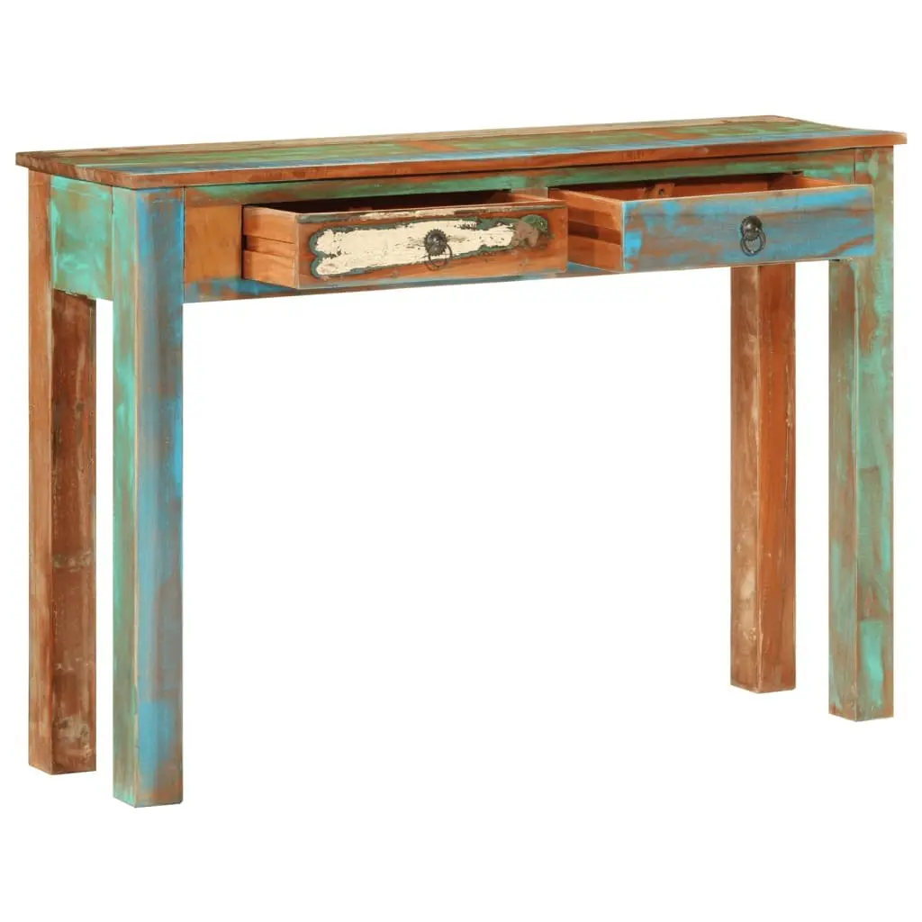 Console Table Brown 110x30x75 cm Solid Reclaimed Wood 2 Drawers