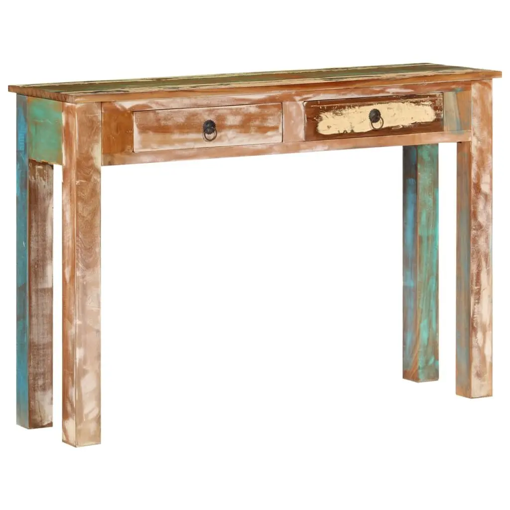 Console Table Brown 110x30x75 cm Solid Reclaimed Wood 2 Drawers