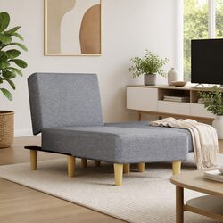 Grey Fabric Chaise Longue Sofa Bed