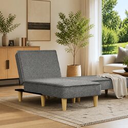Chaise Longue Dark Grey Fabric Reclining Lounge Chair Convertible 3 Positions