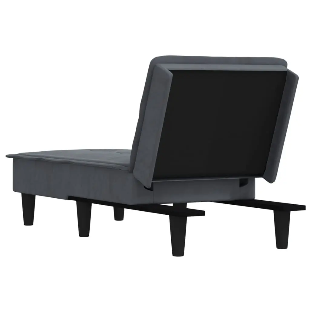 Convertible Lounge Chair Grey Velvet Chaise Longue 3 Position Recliner for Compact Spaces