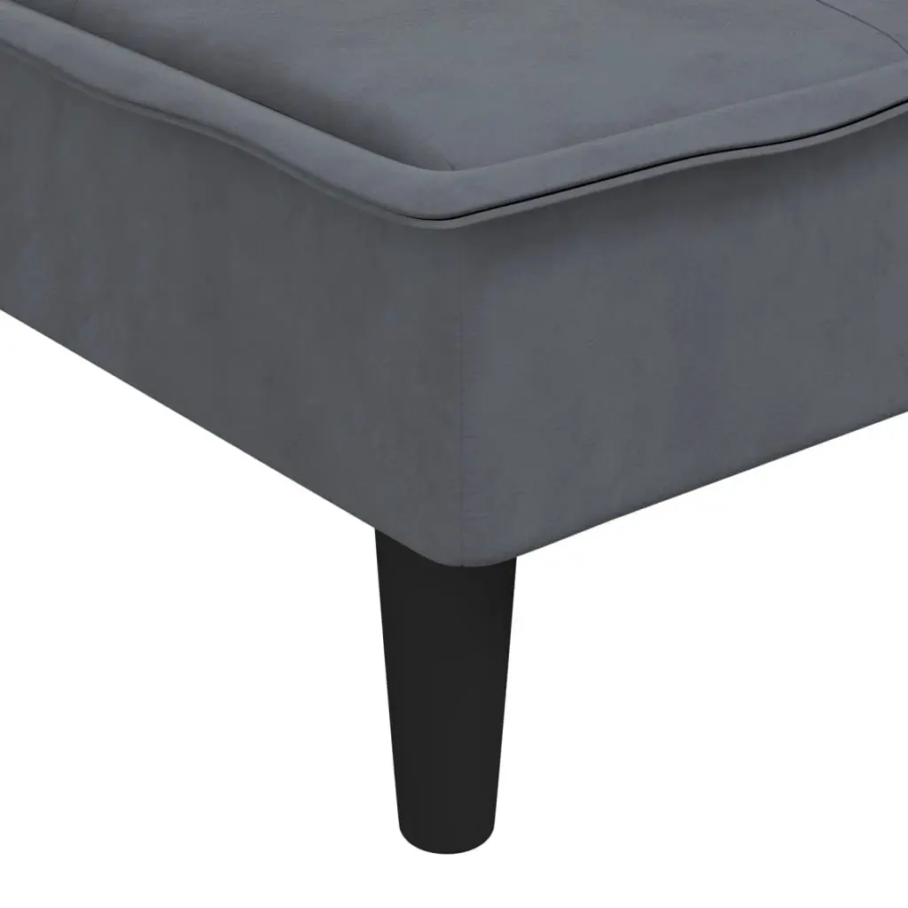 Convertible Lounge Chair Grey Velvet Chaise Longue 3 Position Recliner for Compact Spaces