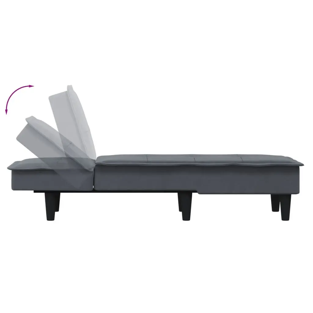 Convertible Lounge Chair Grey Velvet Chaise Longue 3 Position Recliner for Compact Spaces