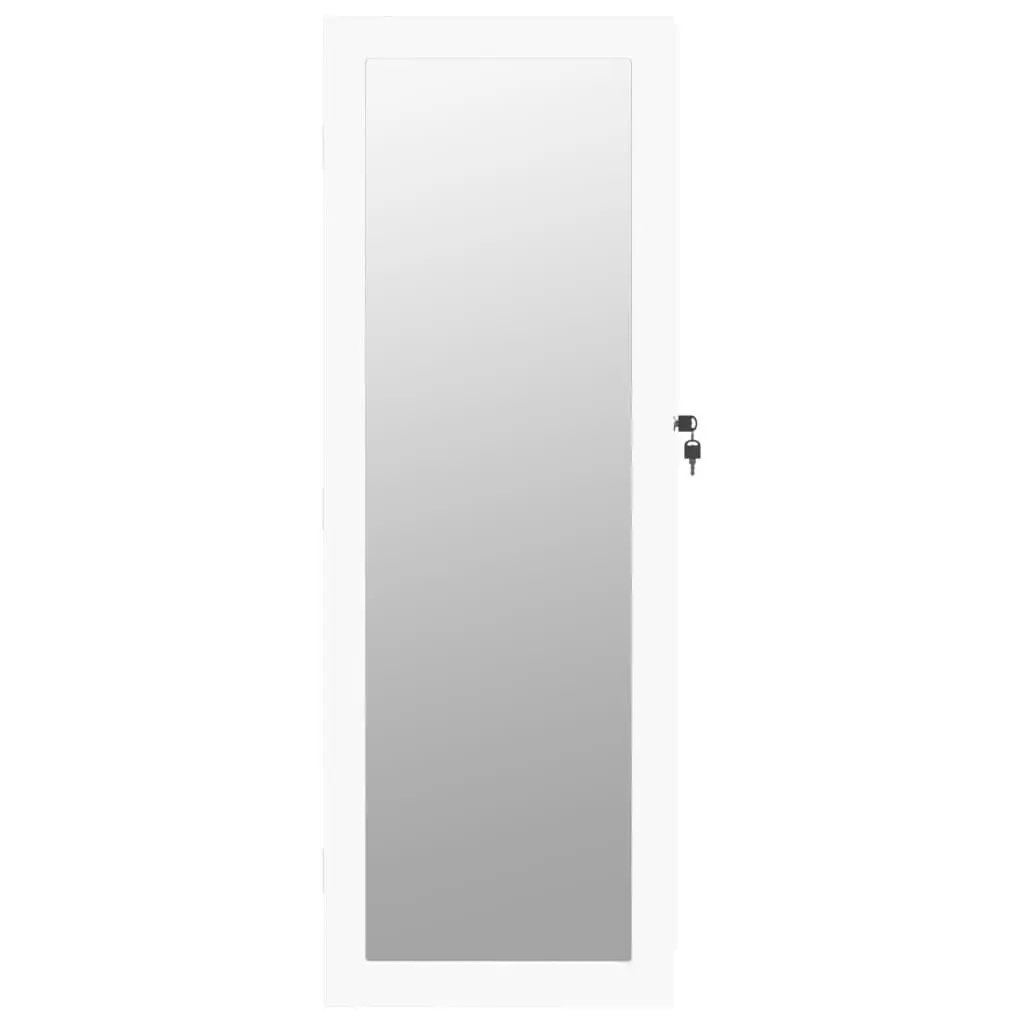 Jewellery Cabinet White Wall Mounted Full-Length Mirror Lockable Door Storage Organiser