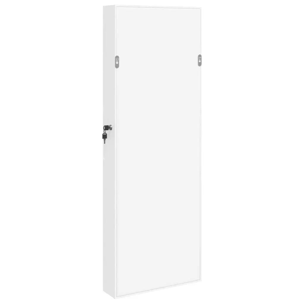 Jewellery Cabinet White Wall Mounted Full-Length Mirror Lockable Door Storage Organiser