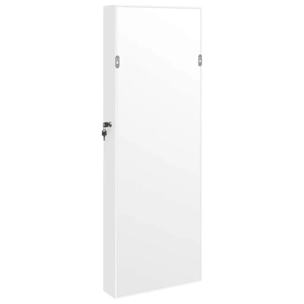 Wall Mounted Mirror Jewellery Cabinet White Full-Length with LED Lights Storage Organiser