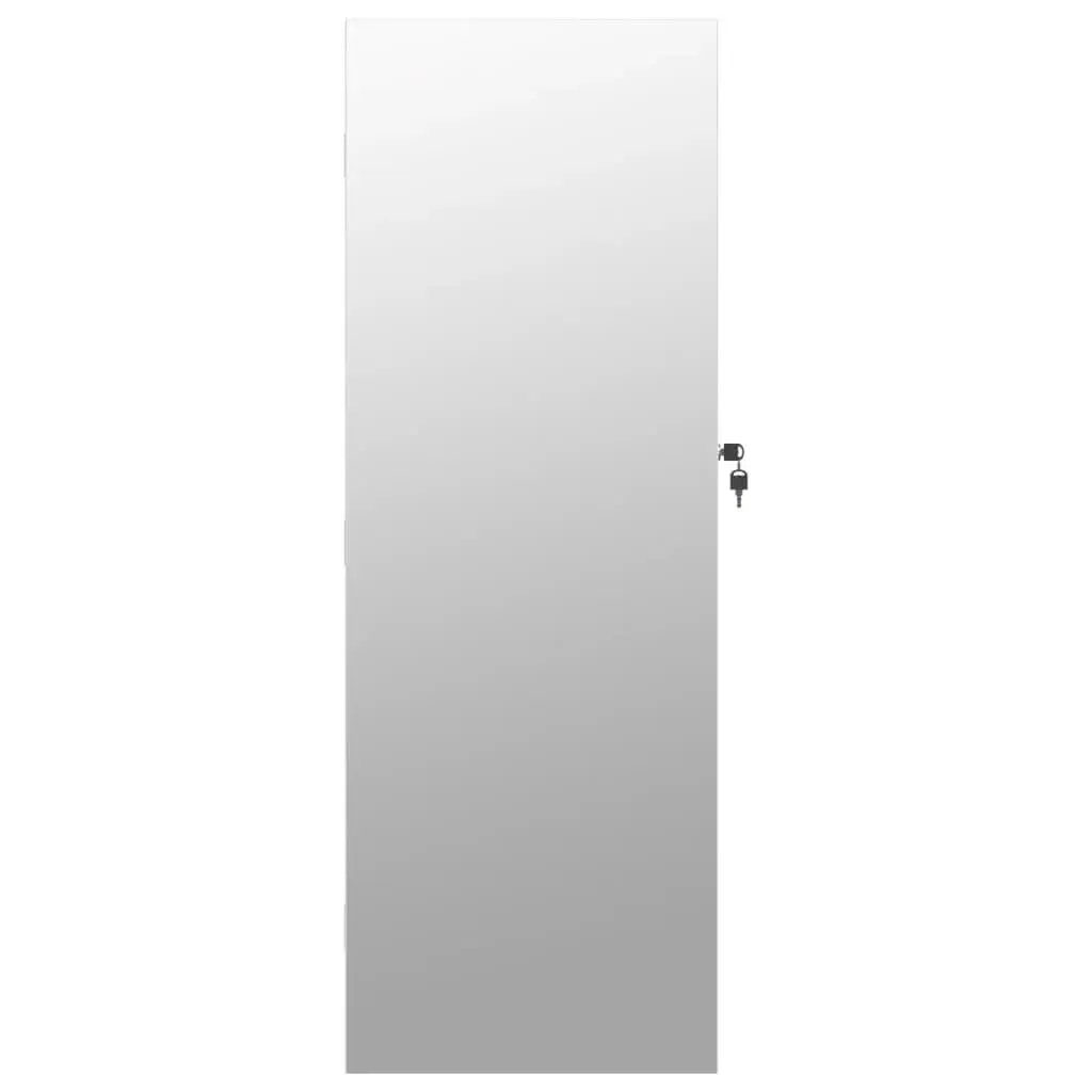 Wall Mounted Mirror Jewellery Cabinet White LED Lights Full Length Lockable Door