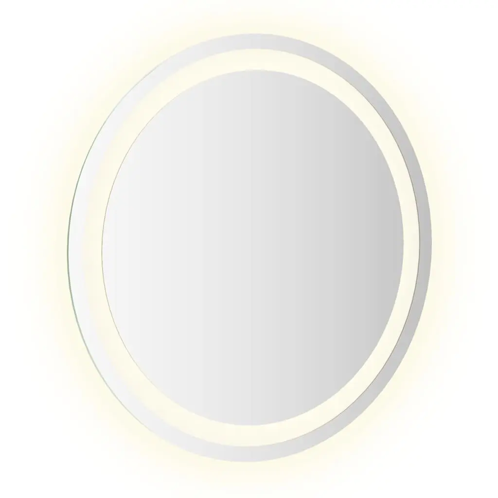 LED Bathroom Mirror Transparent 50cm Round Integrated Lights USB Powered Wall Mount