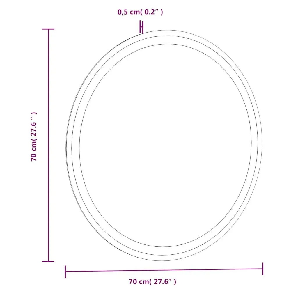 LED Bathroom Mirror Round 70cm Illuminated Integrated LED Lights Waterproof