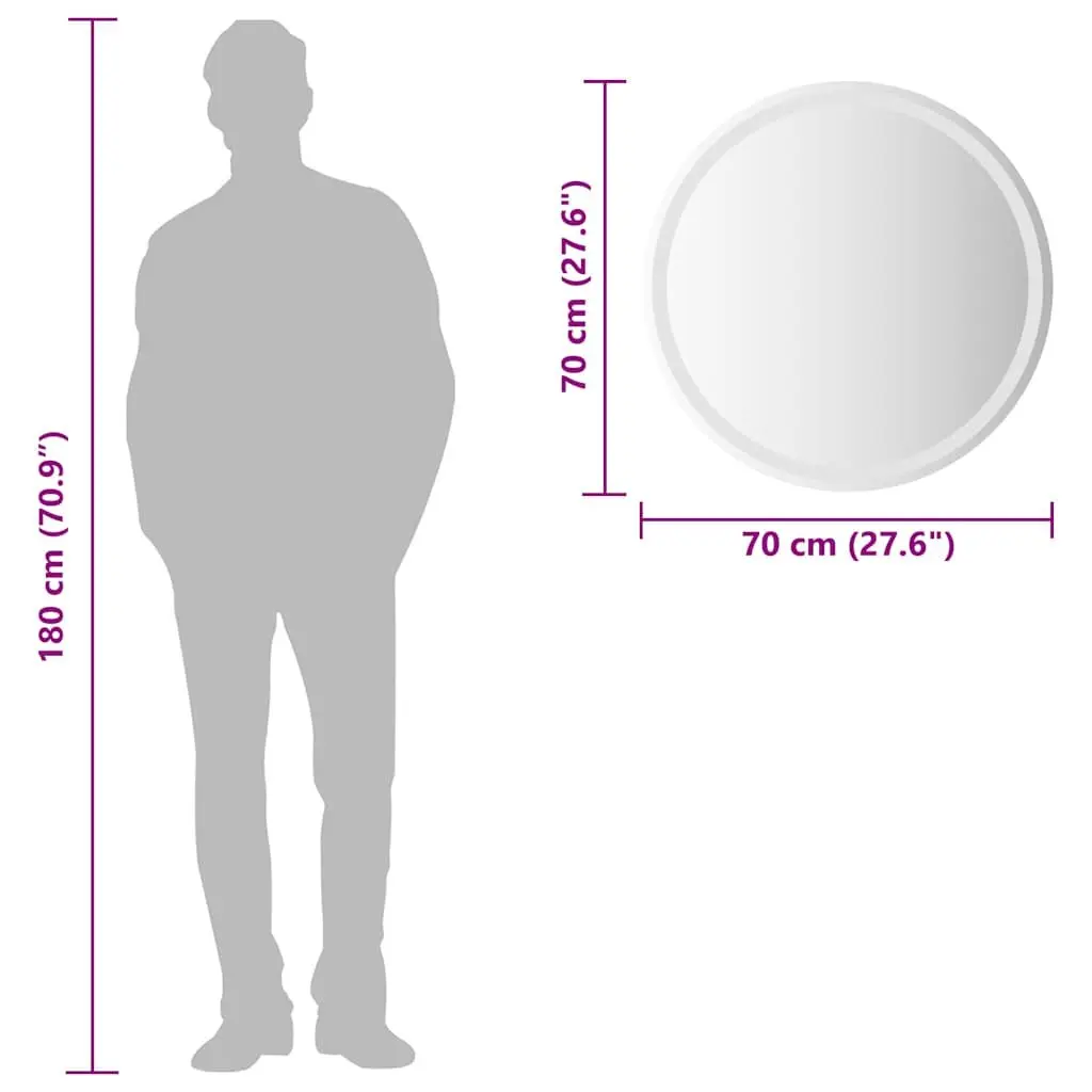 LED Bathroom Mirror Round 70cm Illuminated Integrated LED Lights Waterproof