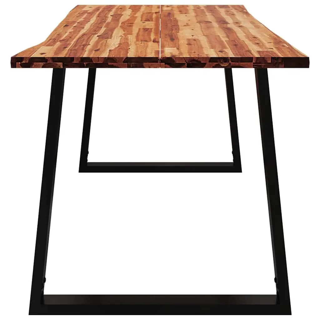 Dining Table Brown 160x80x75 cm Solid Acacia Wood Live Edge U-shaped Steel Legs