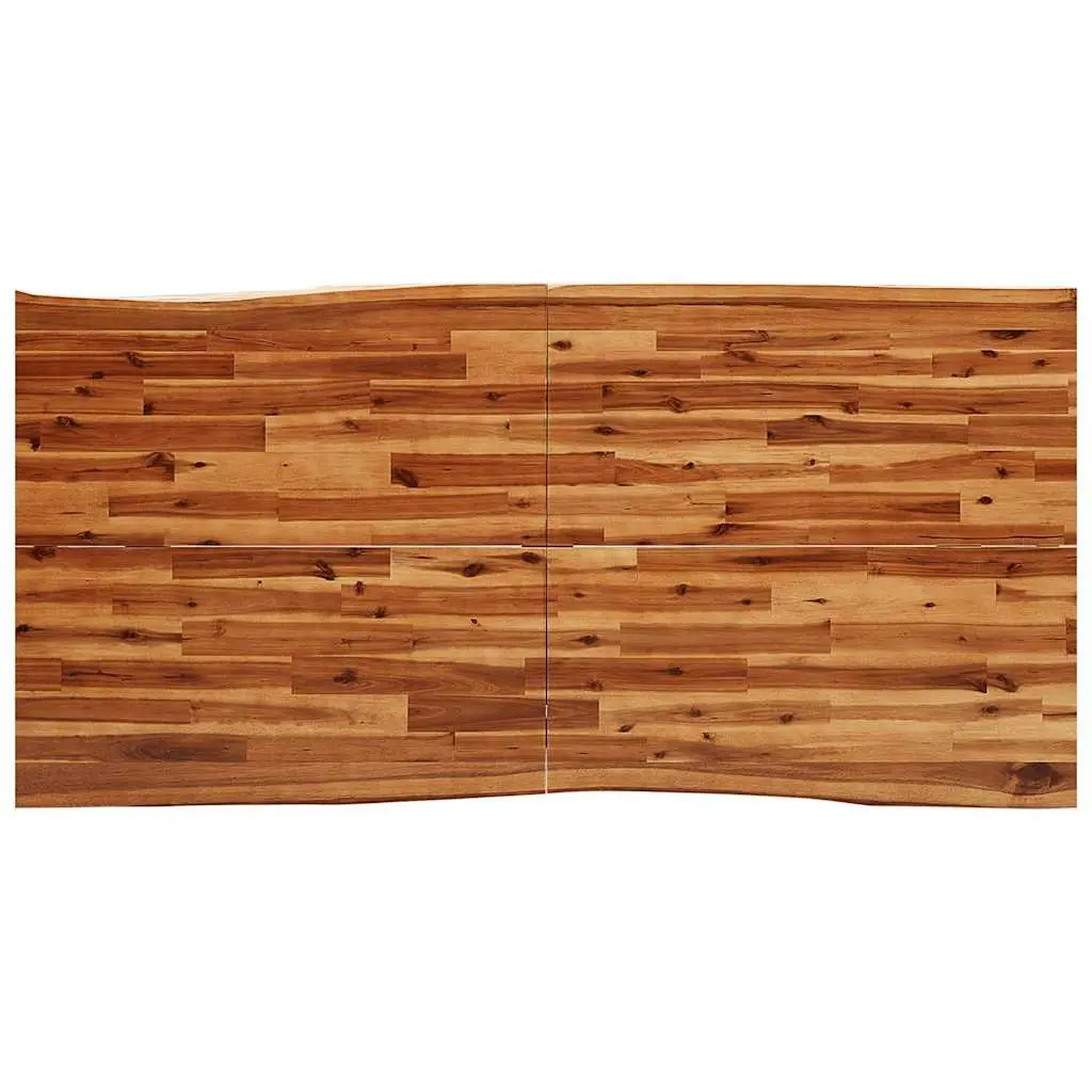 Dining Table Brown 180x90x75 cm Live Edge Solid Wood Acacia with U-shaped Steel Legs
