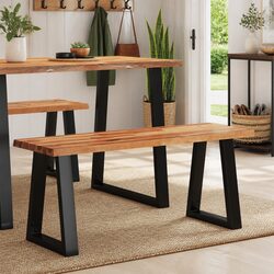 Compact and Sturdy Brown Live Edge Solid Wood Bench